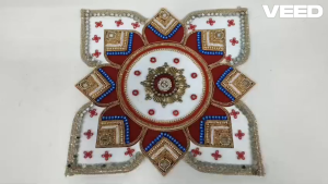 Acrylic Beaded Rangoli Floor Decoration 13-Piece Set | Traditional Festive Decor for Diwali Pooja Weddings & Home Entrance (1 Set | Size - 16 inch)