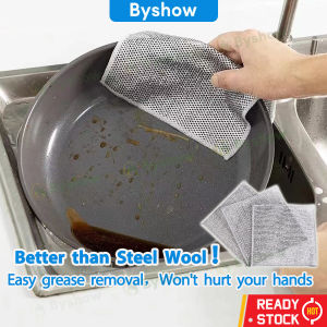 Byshow Metal Wire Cleaning Cloth Silver Steel Wire Dish Cloth Pan Rust Removal Dish Rag Dry Kitchen Dedicated Magic Dishwashing Pot Towel Rags Reusable Non Stick Oil Dishcloth 银丝抹布 钢丝洗碗布 铁丝布