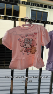 C127 Cute Sanrio Blouse Baby Girls Kuromi Shirts Melody shirt Girl Kids Fashion Top Casual wear Pleated clothing Baju Budak perempuan Kuromi