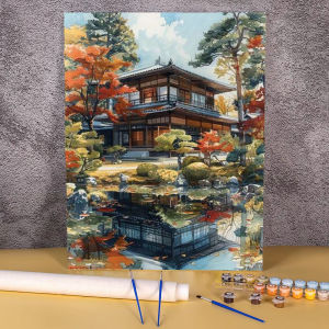Tranh Tô Màu Theo Số 40x50cm Phong Cảnh Công Viên Đêm Trên Vải - Bộ Tranh Trang Trí Nhà Cửa Thân Thiện Với Trẻ Em Không Khung Quà Tặng Độc Đáo