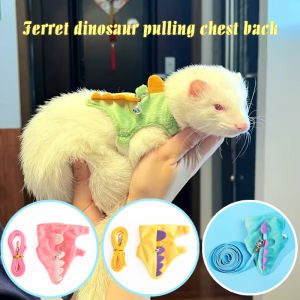 Ferret lead rope Vest type adjustable pet rope Cute dinosaur shape with bell for walking mice