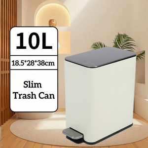 10L Stainless Steel Pedal trash can with cover aesthetic slim Waste Bin Kitchen Bathroom Garbage Bin
