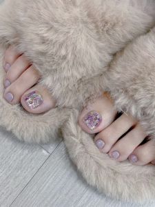 Sweet Purple Shell Fake Nails Wearable Toenail Falsies Nail Stickers Removable Beauty Nail Tools from China Nail Nina