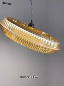 Đèn Thả Trần Thuỷ Tinh Vân Sóng Nghệ Thuật Trang Trí Không Gian