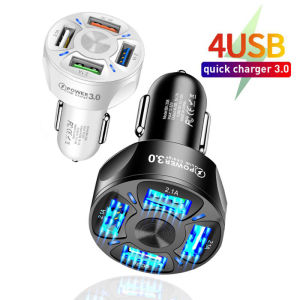 Cốc sạc ô tô Tẩu sạc nhanh thông minh Qualcom 3.0 4 cổng USB 12v-24v tự ngắt khi đầy pin mẫu mới cho các xe
