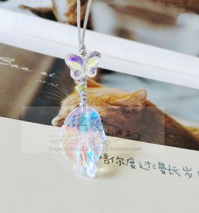 Yiye Zhiqiu Original Glass Leaf Mobile Phone Lanyard Butterfly Stylish Beaded Mobile Phone Charm USB Flash Drive Pendant Pendant