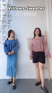 Villows Crop Sweater Wanita Oversize Terbaru Korean Style