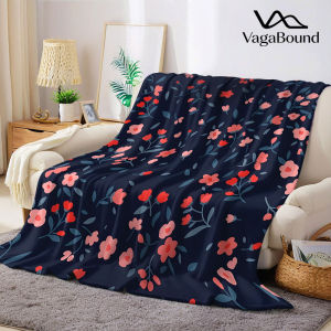 Navy Tiny Floral Print Flannel Blanket Warm Soft Halloween Christmas Decorative Couch Warm Cozy All-Season Gift