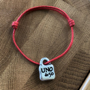 European Niche Personality Handmade Trendy UNOde50 This Animal Year Red Rope Good Luck Lucky Bracelet for Women Safety Lock