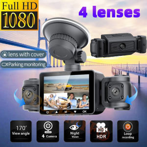 3/4Camera Dash Cam Wiith 360° Rotatable Lens For Car Camera 1080P Video Recorder Car DVR Optional Rear View Camera Night Vision