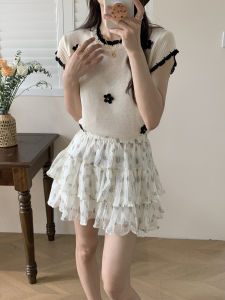 Váy Xếp Ly Ren Hoa Phong Cách Pháp XinmonLee Cho Nữ Mùa Hè Thanh Lịch Ngọt Ngào Váy Chữ a Cạp Cao Váy Ngắn