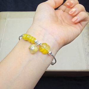 Q1549 Lắc Ag ngũ điếu cỏ 4 lá túi tiền TA Tóc Vàng cho mệnh Thổ và Kim - Phong Thuỷ TUDO