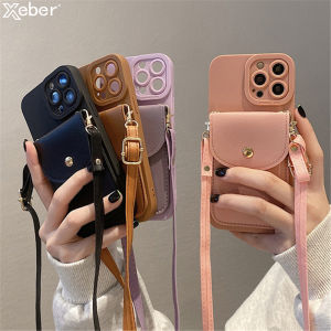 Crossbody Lanyard Slot Card Leather Wallet Phone Case For iPhone 16 15 Pro Max 14 13 12 Necklace Strap Rope Cord Silicone Cover