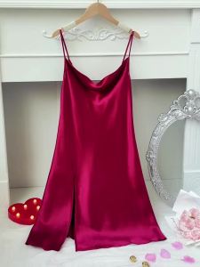 Váy Ngủ Thời Trang Gợi Cảm Dành Cho Nữ Có Cổ Xếp Nếp Hở Lưng Xẻ Cao Mini Dress Không Tay Dây Đeo Spaghetti Hàng Ngày Homewear
