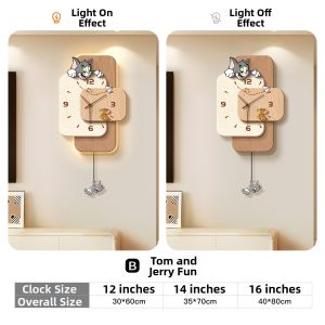 CTYLIGHTZ | Silent Glow Cat and Mouse TV Background Wall Clock