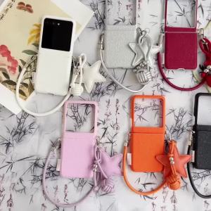 szhaiyu | Retro Flower Pattern Magnetic Phone Case with Leather Rope for Motorola Razr 60 Ultra Razr 50Ultra 2025 Hinge Protective Cover