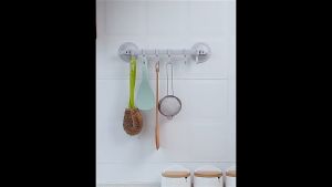 6 Row Hook Adjustable Lock Type Strong Suction Cup Towel Hanger Hook Seamless Kitchen Wall Hanging Bathroom Holder