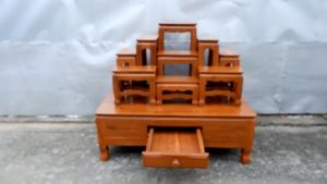 MAITHAI โต๊ะหมู่บูชาไม้สัก หมู่ 9 หน้า 5 ขนาด 50*90*79 ซม. ขนาดลิ้นชัก 29*40*8 ซม. โต๊ะบูชาพระ โต๊ะหมู่บูชา โต๊ะหมู่วางพระ