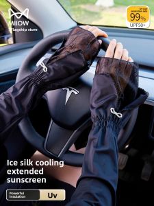 Miiow | Cat Woman Lace Butterfly Knot Sunscreen Ice Sleeve Womens Summer New Outdoor Cycling Driving UV Protection Ice Silk Sleeve Cover