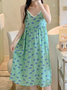 Cotton Silk Summer Thin Student Artificial Cotton Nightdress Female Summer Cute Cartoon Teenage Girl Padded Pajamas Home Wear Thin