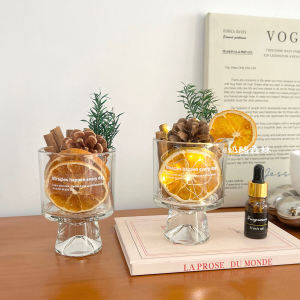 Decorative Cinnamon Glass Cup Aromatherapy Display Piece No-Flame Dried Flower Moving Essential Oil Diffuser Bedroom Entrance