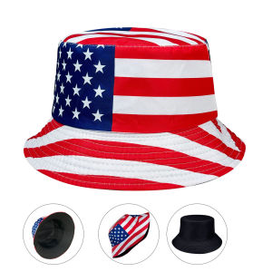 Patriotic American Flag Bucket Hat Reversible Casual Style Foldable Suitable for Independence Day and Everyday Use Stylish Design with Stars and Stripes.