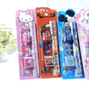 Stationery Set 5 in 1 Alat Tulis Anak Sekolah Penghapus penggaris Pensil Serutan Karakter Lucu