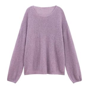 Idle Style Temperament Long Sleeve Knitting Sweater Rose Print Denim Skirt Early Autumn New Fashion Outfit Women