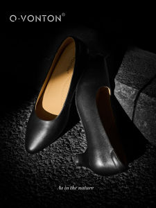 Q.VONTON | Leather Coarse Heel Shoes Black Simple Elegant For Spring Summer