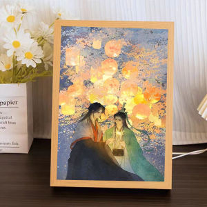 Decorative LED Night Light Frame Desktop Bedroom Decoration for Anti-Hero Self-Survival System Anime Cartoon Accessories