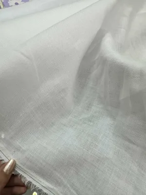 Vải linen premium màu trắng may áo đã wash( 130gsm) Khổ vải 14m