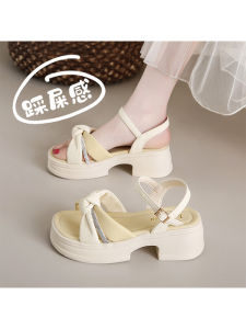 Roman Thick Heel Sandals Womens Summer New French Style Beach Sandals Fairy Wind Ladies Fashion Synthetic Leather Waterproof Platform