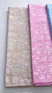 Elegant Champagne Jacquard Brocade Lace Fabric - Exquisite Tulip Pattern Textile for African Wedding & Party Dresses