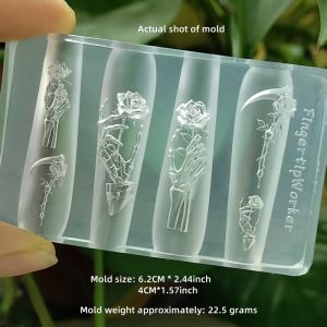 1 Pc Transparent Original Mold Nail Art Dark Style Rose Skull Hand Thorns Lace 3d Ribs Spine Bone Mold Nail DIY Exquisite Mold