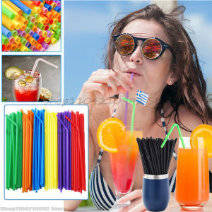 Disposable Plastic Straws Colorful Party Event Drinking Straws Flexible Large Straight Tube Straw Bar Accessories Straws Plastic