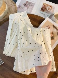 Summer Thin Ice Silk Wide Leg Pants Womens Loose Fit Pleated Casual Trousers High Waist Slimming Drapey Korean Style Straight Cut