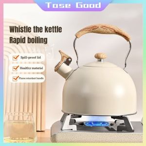 Tase Good Wood Handle Whistling Kettle 2.5L - Stainless Steel Zen Collection | Induction Based | even heat distribution | Nylon Grip Handle | Kitchen Essentials