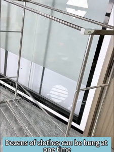 Floor Standing Double Pole Square Tube Clothes Drying Rack with Wheels Stainless Steel Indoor and Outdoor Clothes Drying Rack
