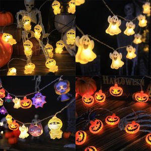 YESPERY เทศกาลผีฟักทองไฟฮาโลวีน10LED 1.5ม. โคมไฟปาร์ตี้ตกแต่งวันฮาโลวีนมีความสุข