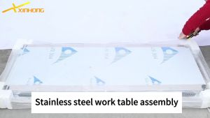 Double Stainless Steel Worktop Kitchen Commercial Table Rectangular Console Vegetable Cutting Table Table