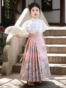 Childrens Cheongsam Set Traditional Chinese Style Girls Clothing Summer Outfit Polyester Fiber Ancient Fashion Toddler Kids