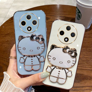Hot Ốp Lưng POCO C75 Redmi 14C Xiaomi 14T Pro 5G 4G phim hoạt hình dễ thương mới xu hướng mềm silicon vỏ với thời trang Hello Kitty quay Gương cầm tay 2024