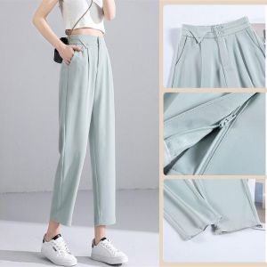 (READY STOCK)WomenS Summer Suit Straight Cut Leg Long Pants for Women