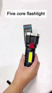 3 Lighting Modes Led Flashlights 5LED High Power Rechargeable Camping Spotlight with Side Light for Camping Adventure Outdoor