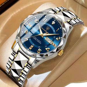 POEDAGAR Luxury Men Watch Waterproof Date Week Luminous Fashion Wristwatch Stainless Steel Quartz Sport Mens Watches Male Reloj