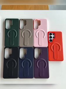 Plush Bracket Stand For Magsafe Leather Armor Case for Samsung S24 S25 S26 Ultra Plus Wireless Charge Magnetic Holder Cover