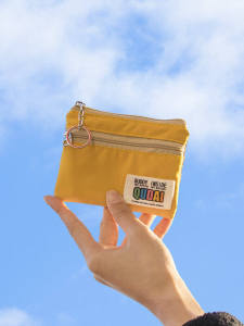 Ví Nữ Mini Vải Chống Thấm Nước Phong Cách Nhật Bản Đựng Thẻ Khóa Kéo Ngắn Chất Liệu Polyester Màu Trơn Hình Chữ Nhật