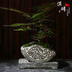 Chinese Style Imitation Han Brick Flower Pot Cement Retro Old Flower Ware Calamus Green Plant Succulent Bonsai Creative Stylish