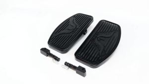 JNYD Black Motorcycle Front Floorboard Rider Driver Foot Peg Rests Footboards for Kawasaki Honda Universal Motorbike Accessories