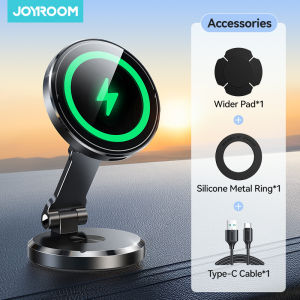 Joyroom Magnetic Car Phone Mount Holder Charger with Rotatable Charging Panel 15W Fast Wireless Charging Magnetic Phone Mount